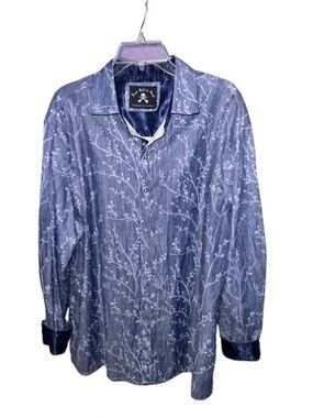 Skull & Bones Blue Floral Print Button Shirt